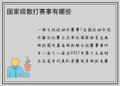 国家级散打赛事有哪些